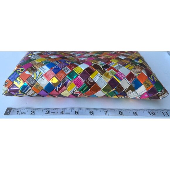 Novelty Pattern Candy Wrappers Multicolored Shoulder Purse 6.5" Tall - Picture 9 of 14